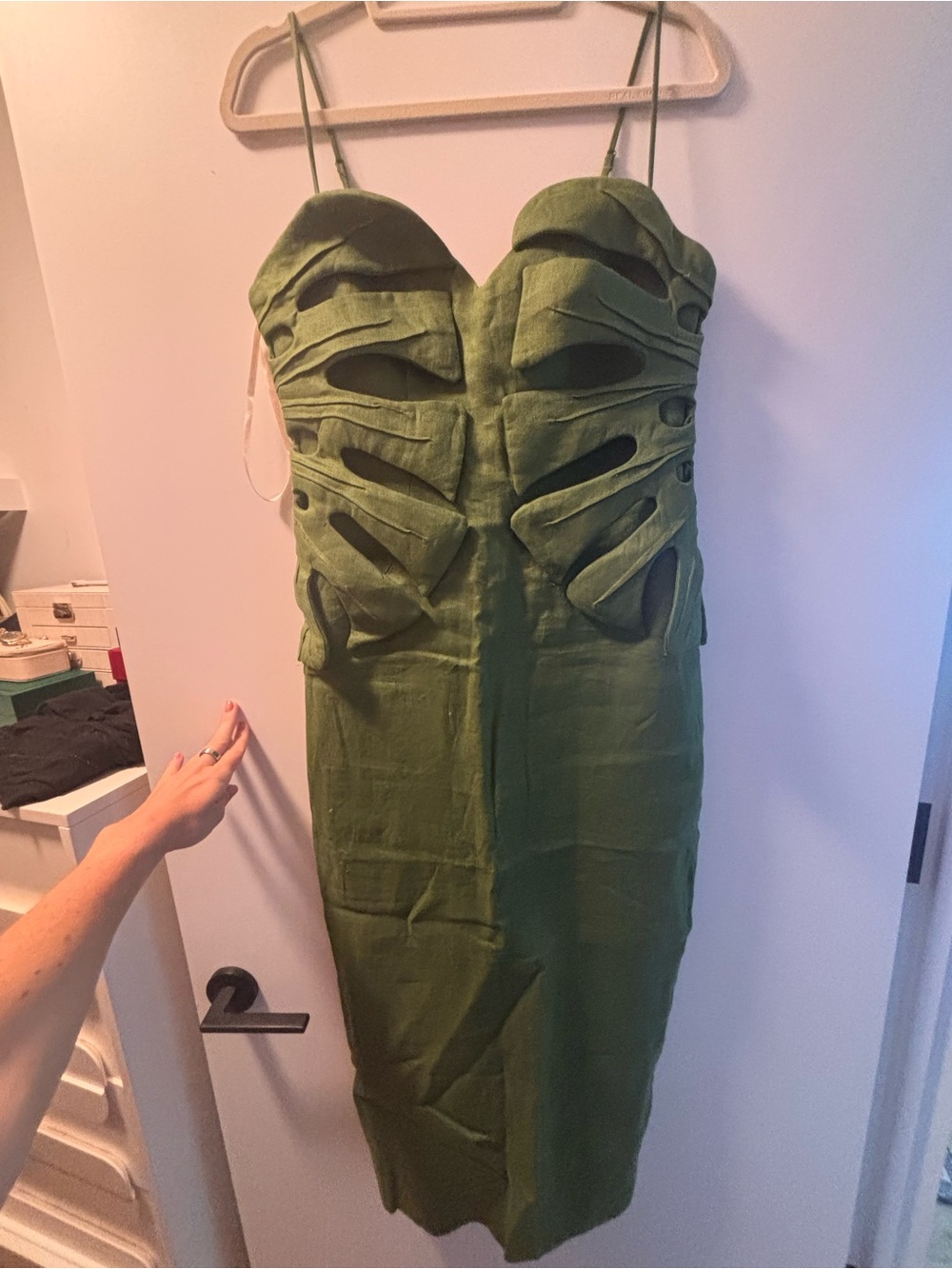 FARM Rio Olive Sculpted Midi Dress - Picture 2 of 4
